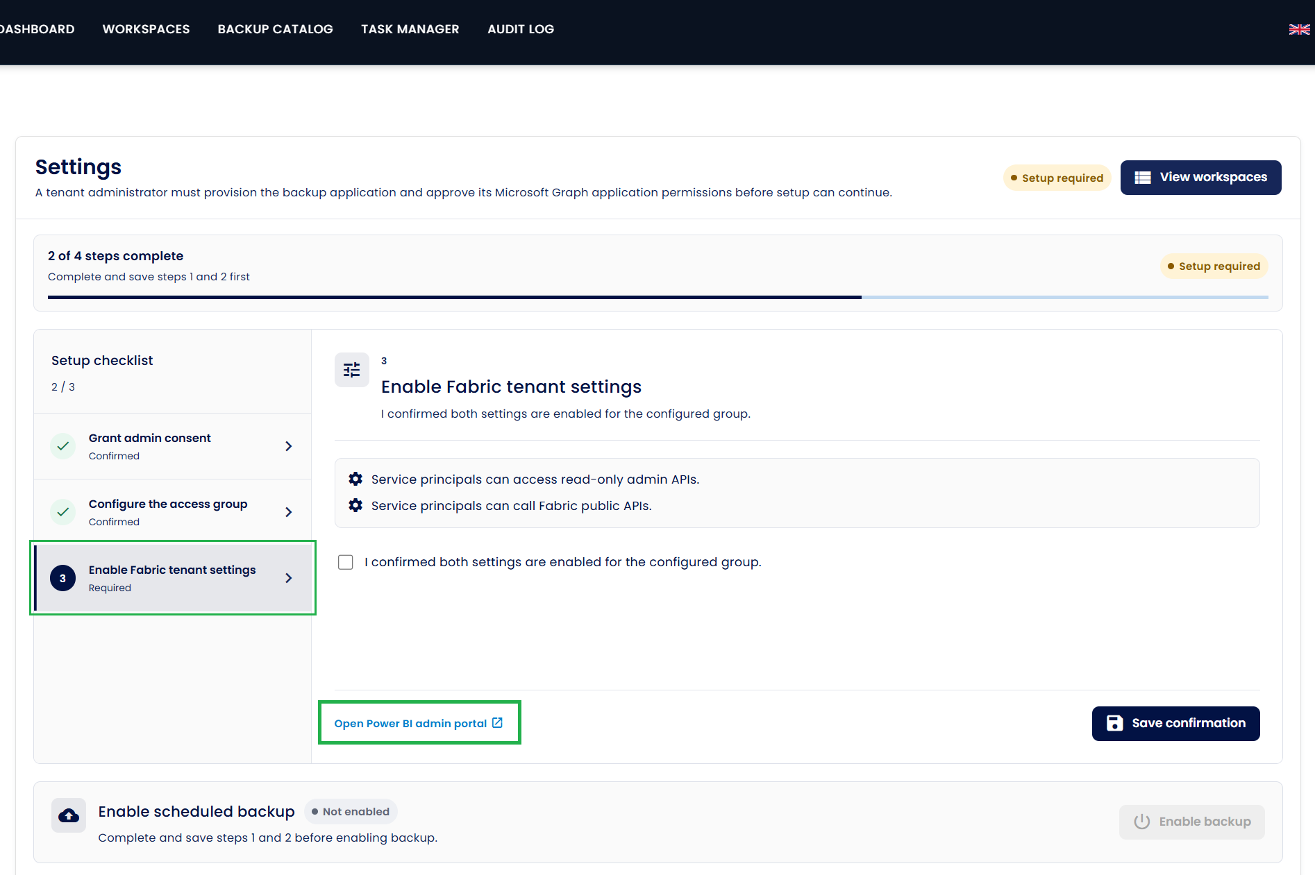 Step7 - enable fabric settings - Open admin portal.png
